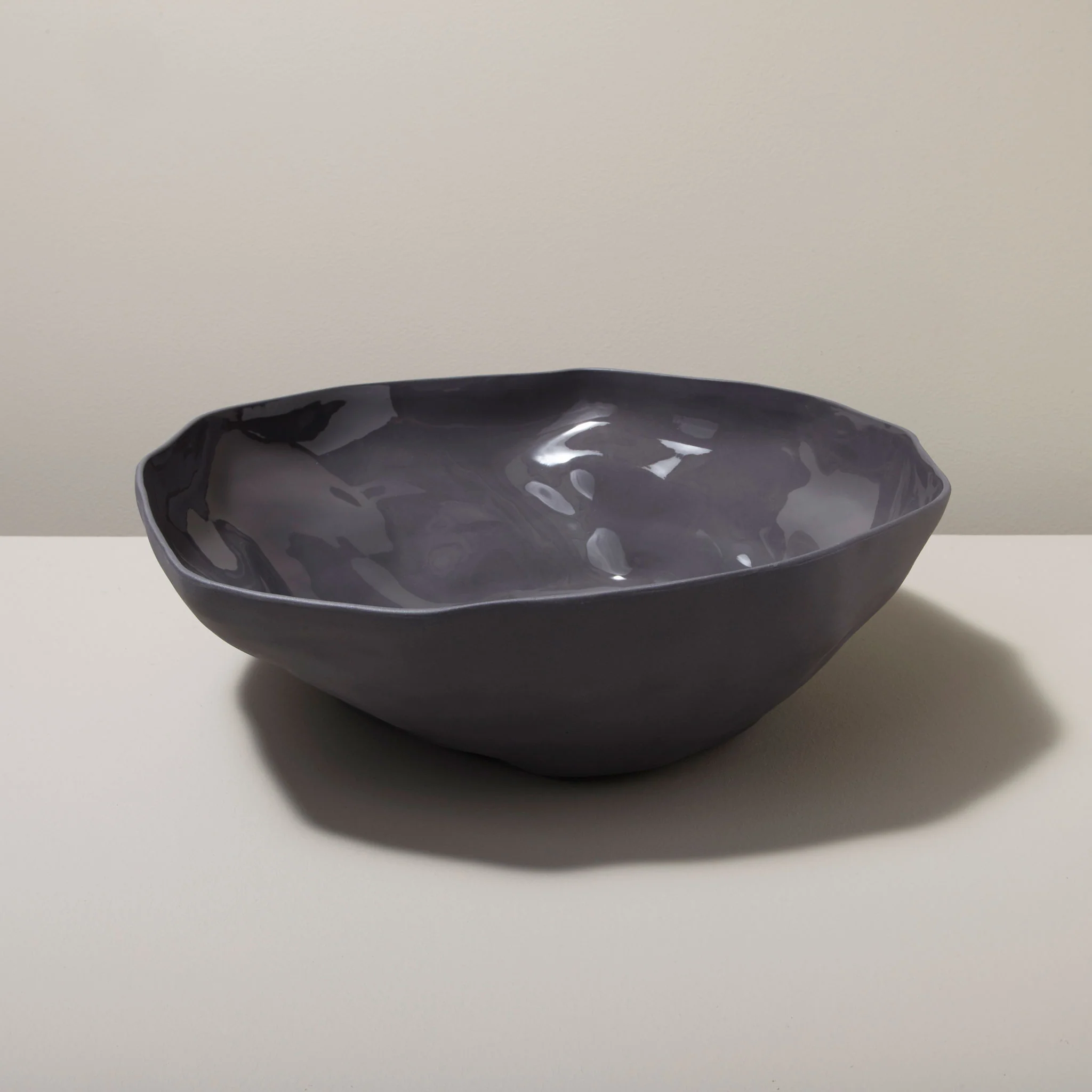 Fashionable Tam Stoneware Large Serving Bowl Slate Solid