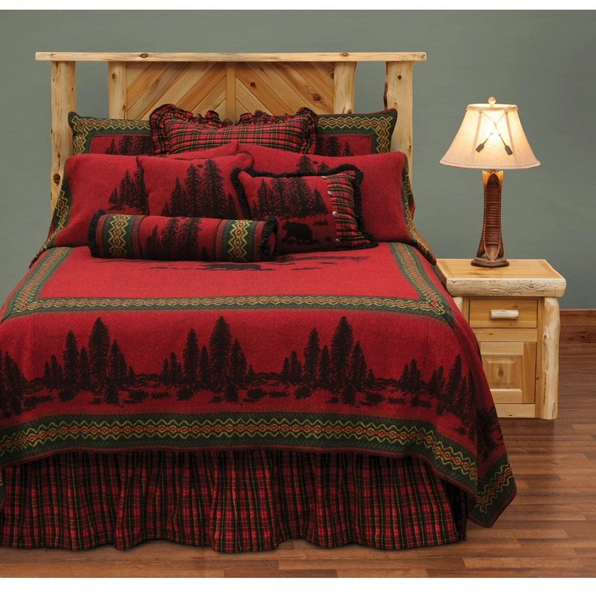 Durable Wooded River Bear Bedspread Sophisticated