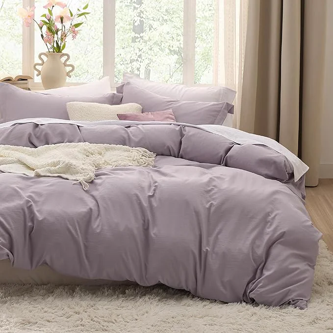 Functional Bedsure Dusty Purple Duvet Cover Full Size – 3 Pieces Prewashed Extra Soft Cotton-Like Polyester Bedding Set Includes 1 Duvet Cover 80×90 Inches with Zipper Closure amp 2 Pillow Shams No Comforter Versatile