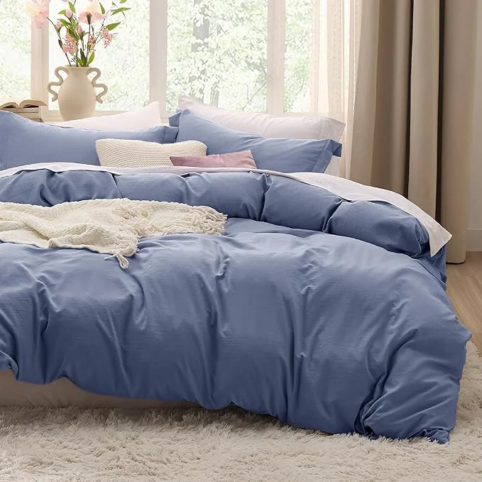 World-Class Bedsure Slate Blue Duvet Cover King Size – 3 Pieces Prewashed Cotton-Like Extra Soft Bedding Set Includes 1 Duvet Cover 104×90 Inches with Zipper Closure amp 2 Pillow Shams Comforter Not Included Effective