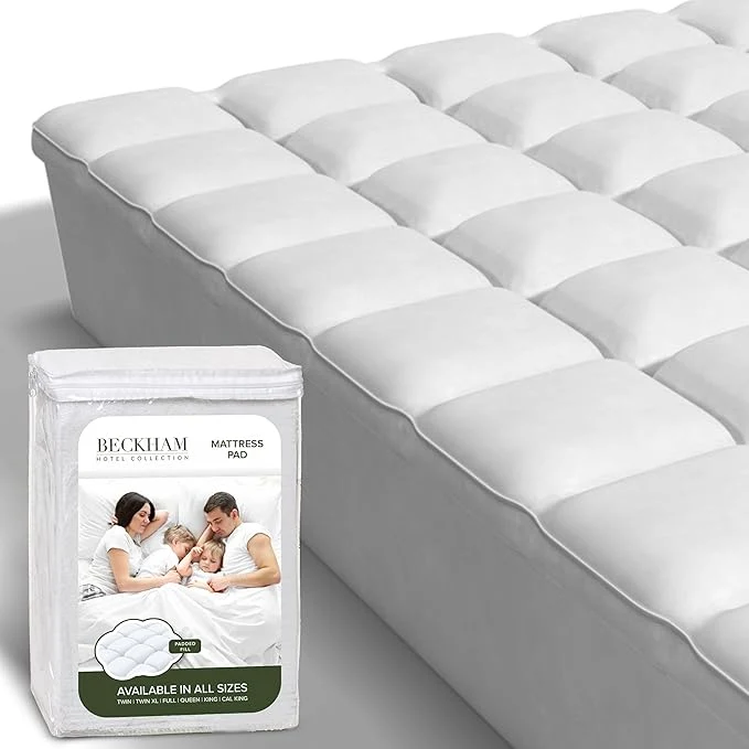 Smooth Beckham Hotel Collection Twin Size Hybrid Mattress Pad Extra Padded amp Protector – Waterproof Quilted Pillow Top Mattress Cover – Thick Plush Fitted Mattress Topper for Bed Excellent