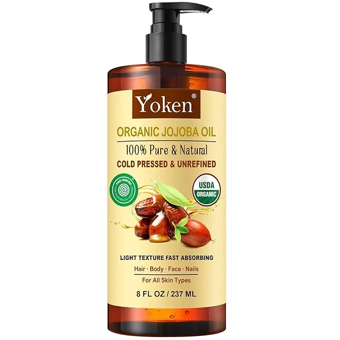 Functional Yoken USDA Organic Jojoba Oil Cold Pressed 8 fl oz Pure Natural Flexible