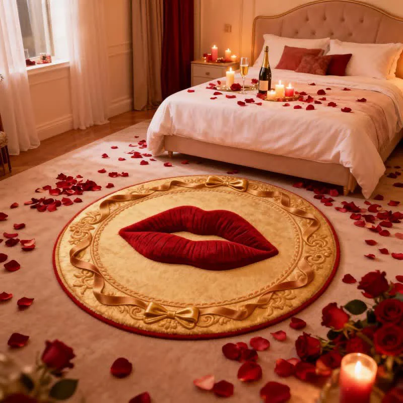 Certified Ownkoti Red Lip 3D Effect Rug Fast