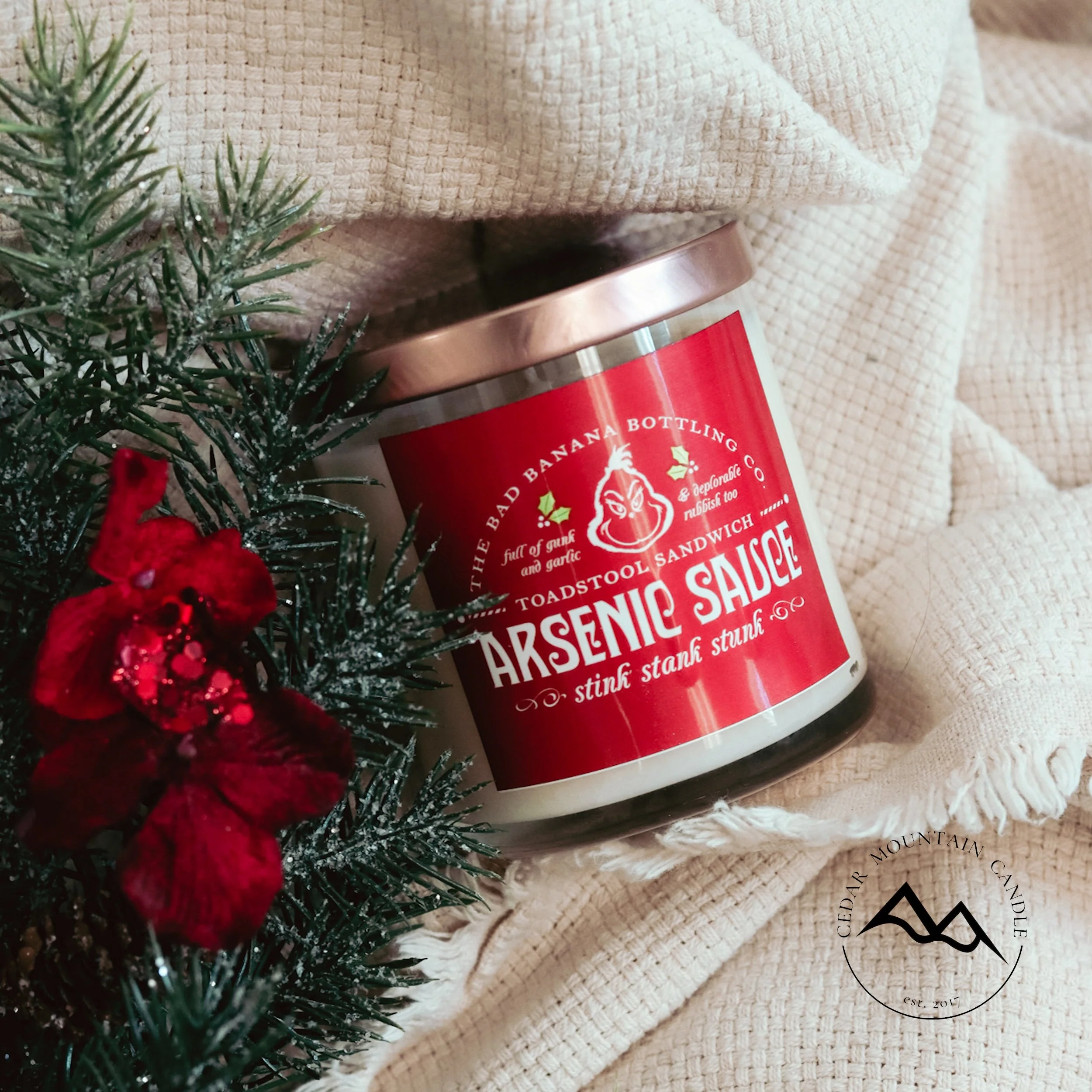 Lightweight Grinch Stink Stank Stunk 9 oz Jar Soy Candle – Winter Scents Proven