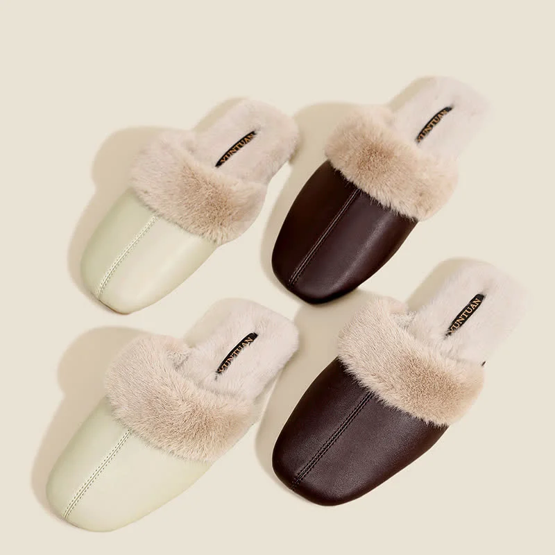 Selected Ownkoti Simple Solid Plush House Slippers Fine Crafted