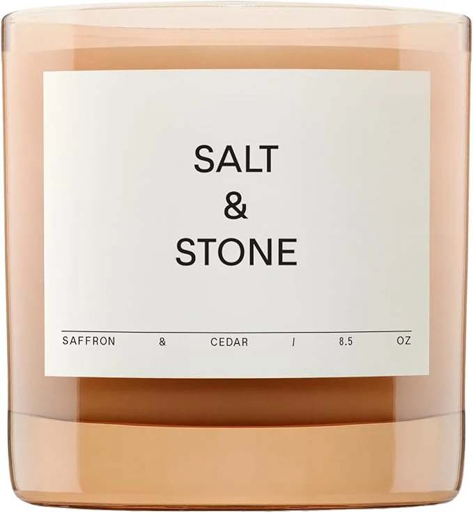 Recyclable Salt Stone Scented Candle for Women Men Coconut Soy Blend Wax Detailed