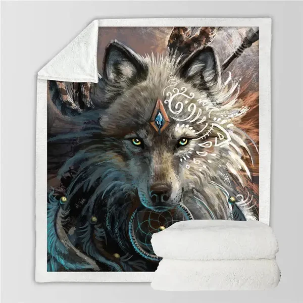 Powerful Wolf Warrior Throw Blanket Trendy