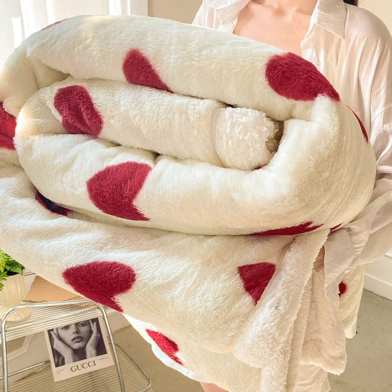 Crafted Ownkoti Heart Pattern Plush Fleece Throw Blanket Specialty
