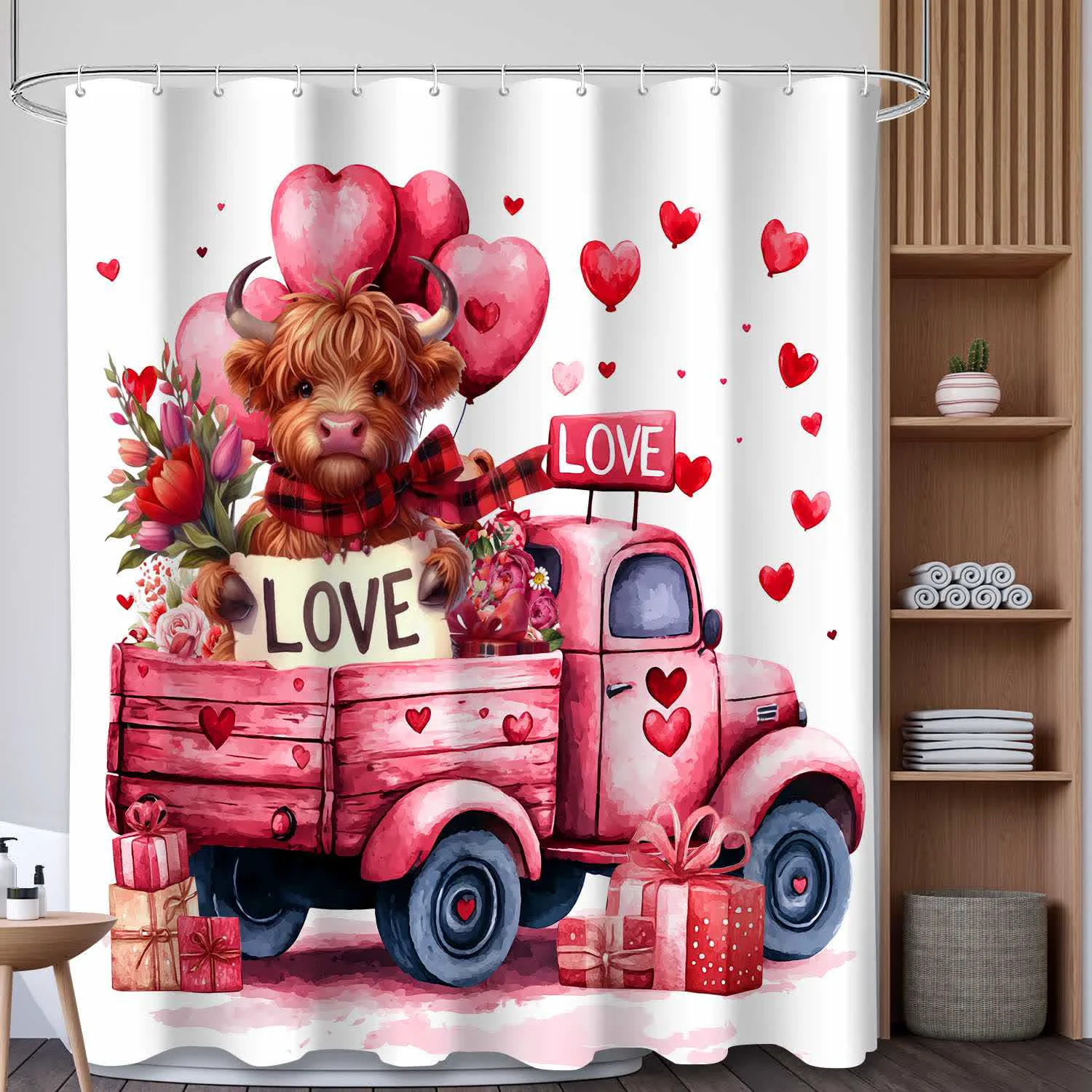 Fast Ownkoti Heart amp Cow Print Shower Curtain Recyclable