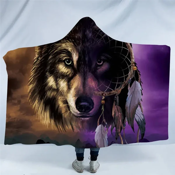 Verified Wolf Hooded Blanket Environmentally Friendly