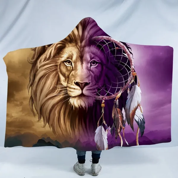 First-Class Lion Hooded Blanket Smooth