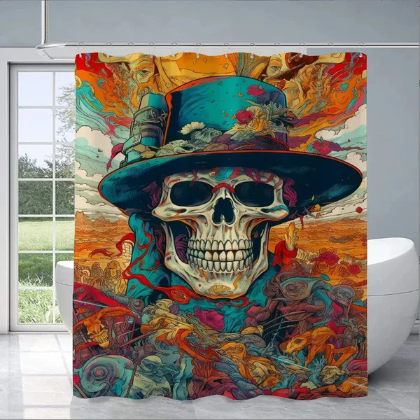 Modern Skull Shower Curtain Crafted