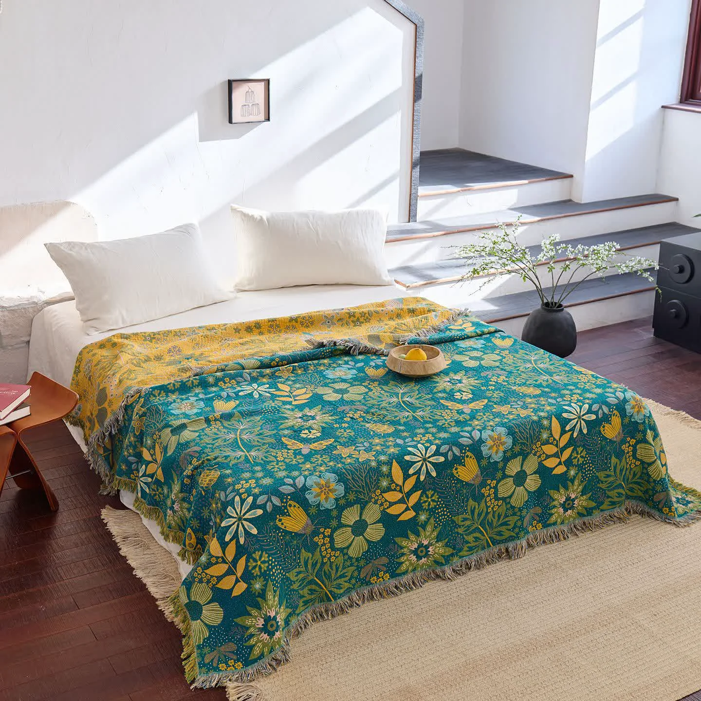 Functional Ownkoti Reversible Floral amp Butterfly Cotton Gauze Quilt Advanced