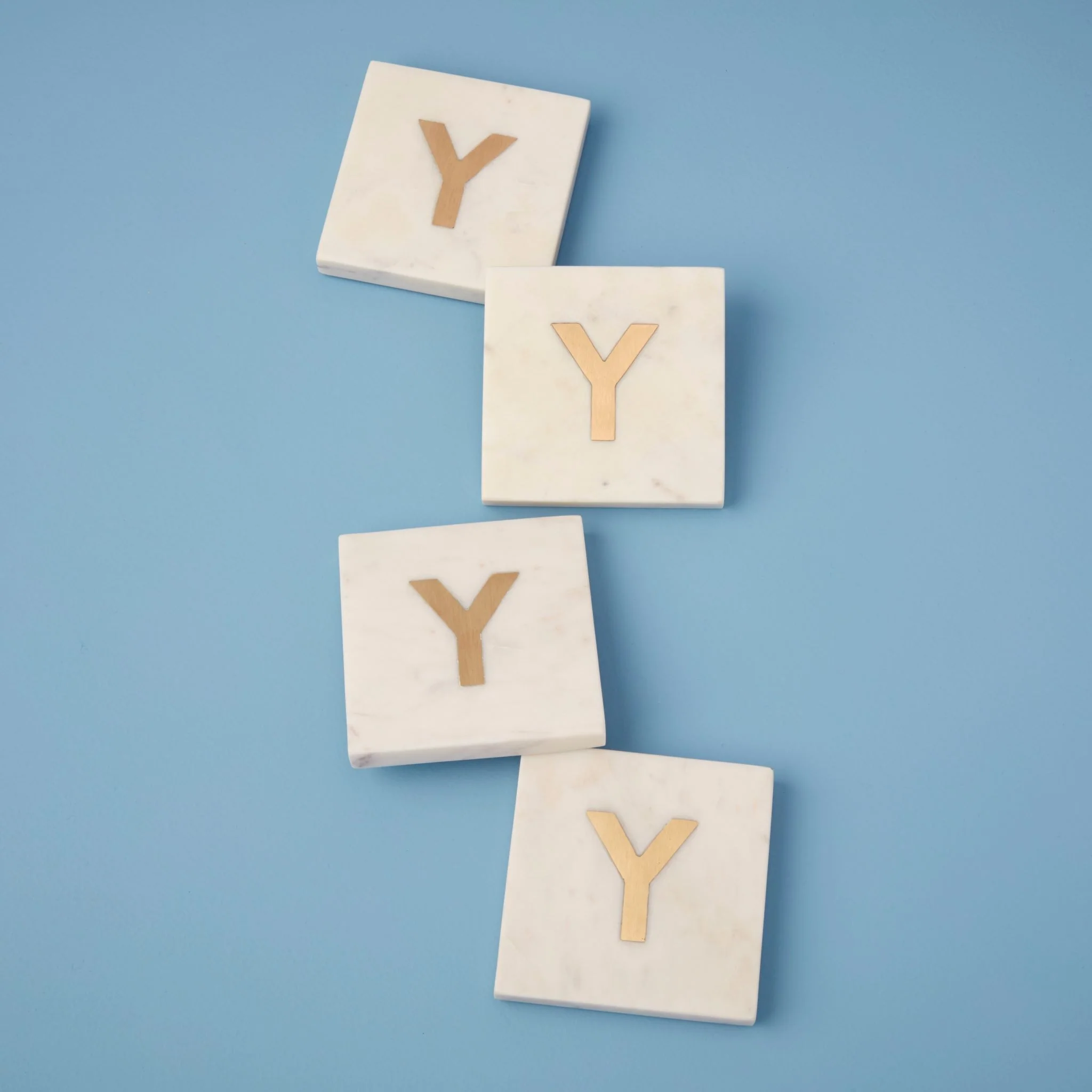 Elite Verona Marble Monogram Coasters Set of 4 – Letter Y Clean