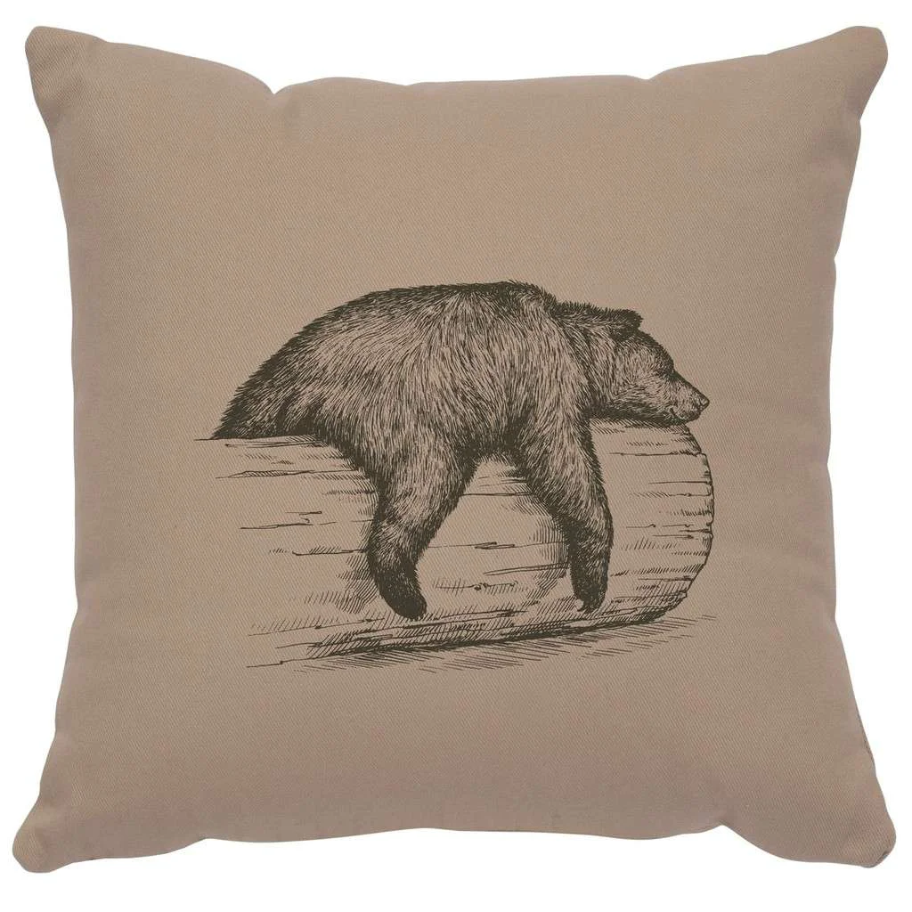 Consistent quot Bear on a Log quot Image Pillow – Cotton Alabaster Advanced