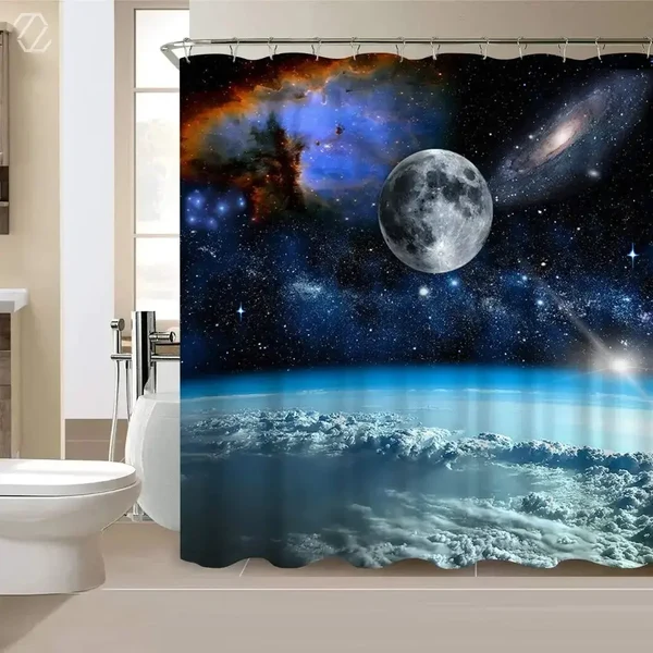 Convenient Moon Galaxy Shower Curtain First-Class