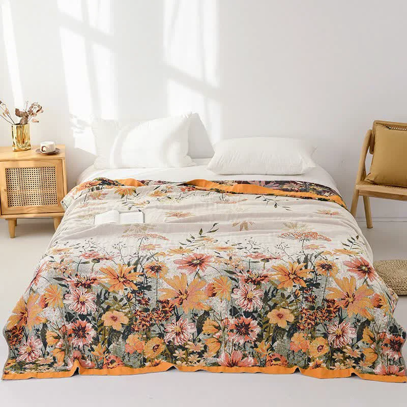 Breathable Ownkoti Reversible Daisy Floral Cotton Gauze Quilt Certified