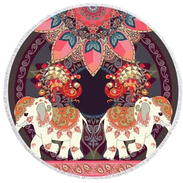 Innovative Mandala Elephant Round Towel Artisan