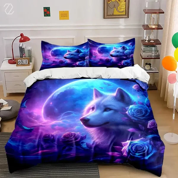 Dependable Galaxy Wolf Rose Duvet Cover Versatile