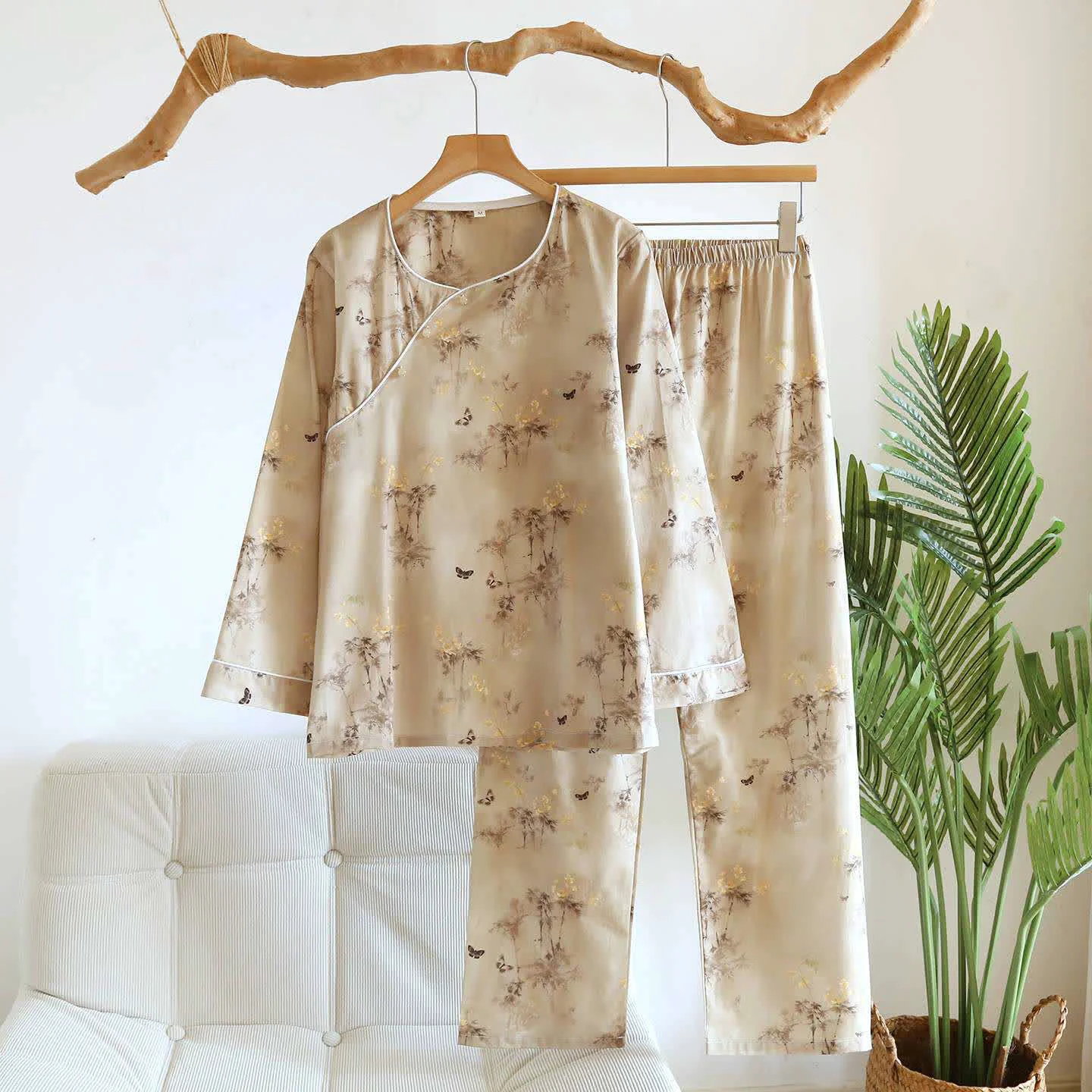 Secure Ownkoti Oriental Bamboo Butterfly Cotton Loungewear Set Verified