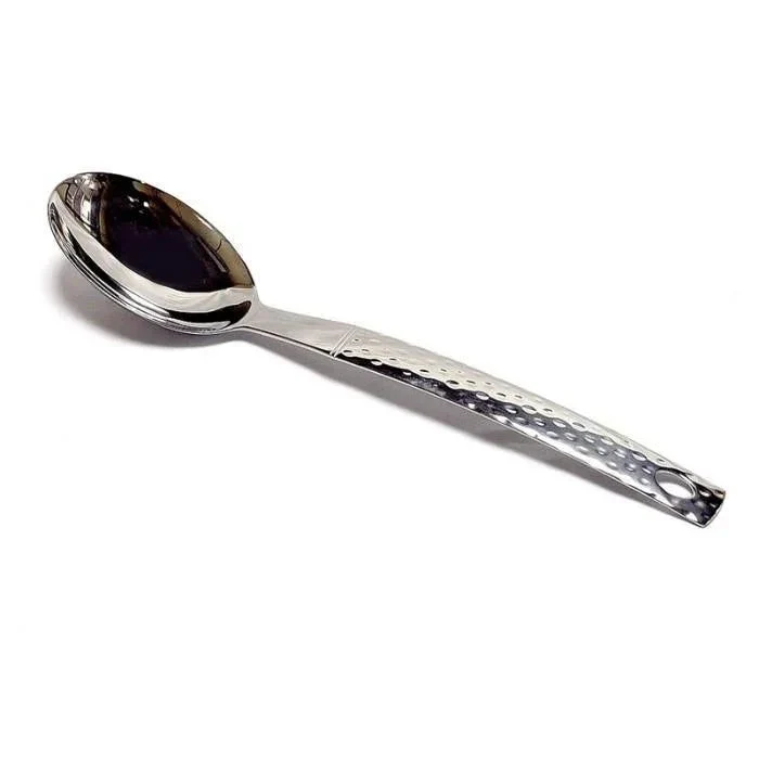 Sustainable Stainless Steel Serving Spoon with Hammered Design Handle Reusable
