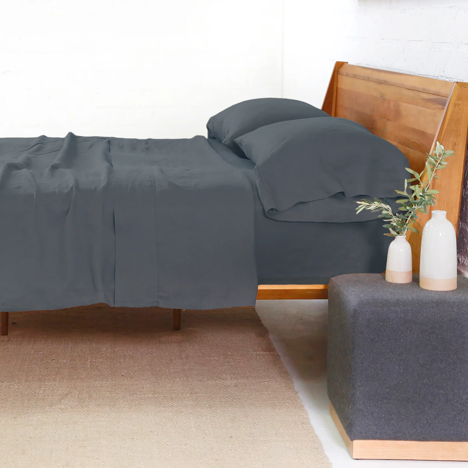 Sophisticated Belgian Linen Queen Sheet Set Navy Expertly Made