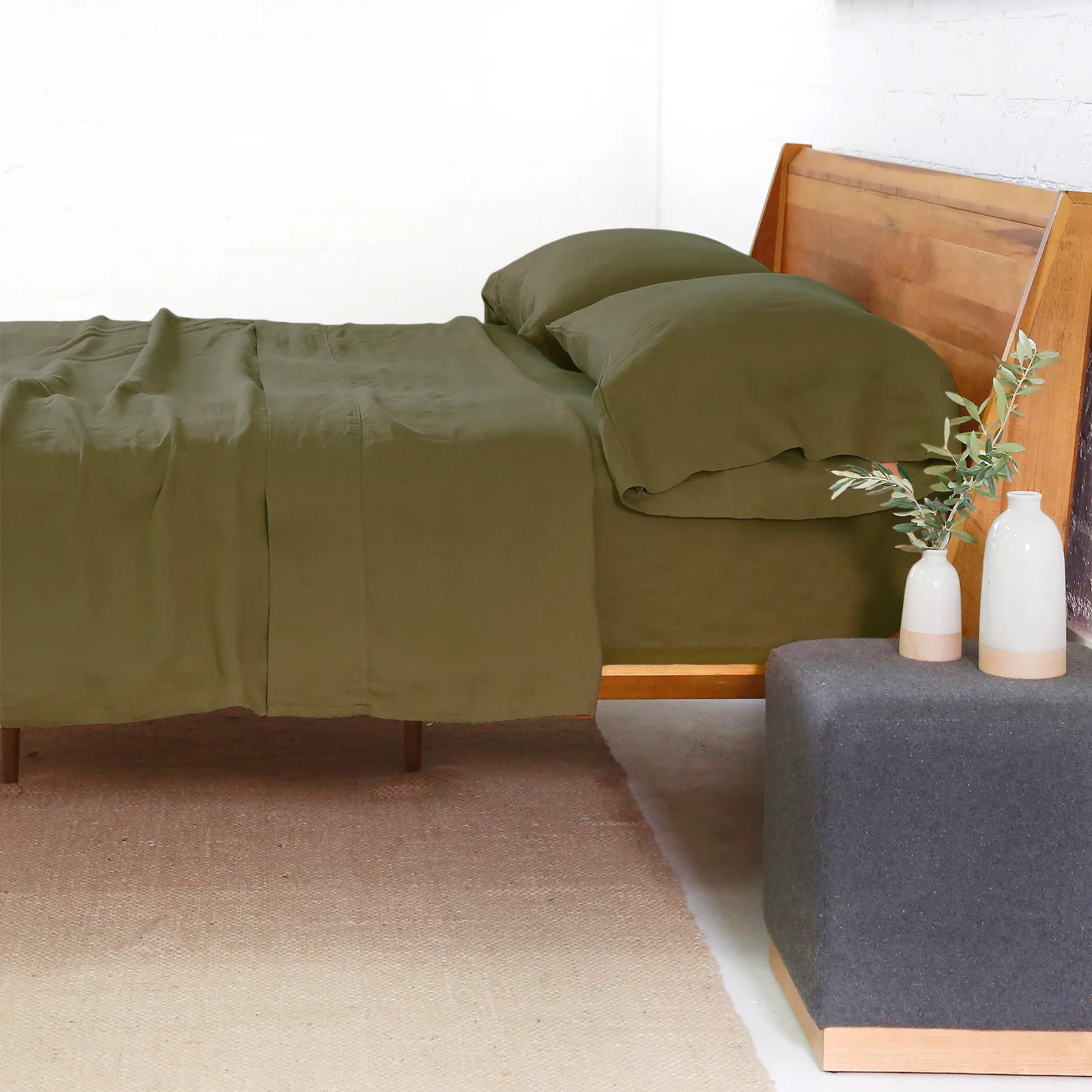 High-End Belgian Linen Queen Sheet Set Forest Proven