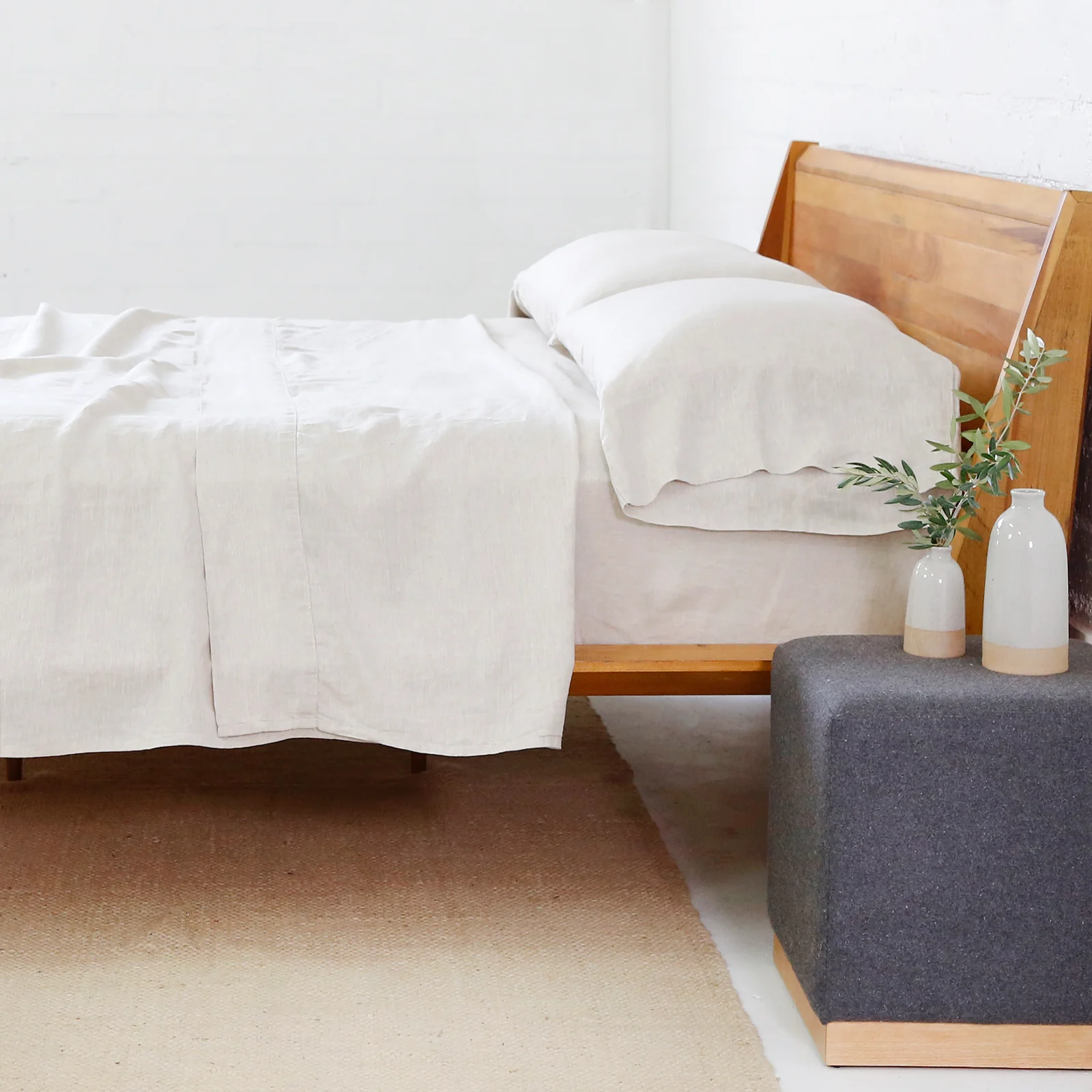Lightweight Belgian Linen Queen Sheet Set Flax Functional