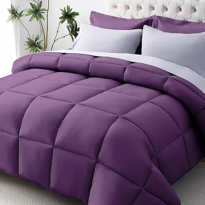 Pure JOLLYVOGUE Twin Comforter Set Ultra-Soft Bed in a Bag Twin Size 5 Pieces Oeko-TEX Bedding Set with Down Comforter Sheets Pillowcases amp Shams Purple amp Lavender Elite