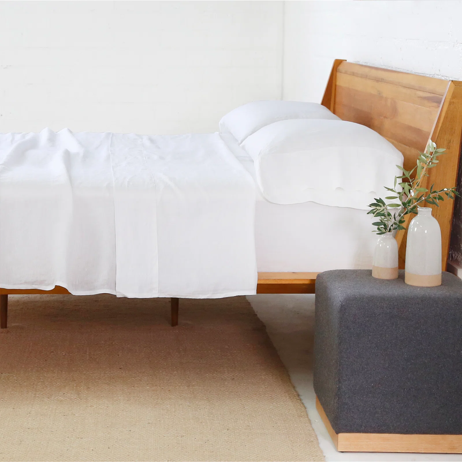 Fine Crafted Belgian Linen King Sheet Set White Recyclable