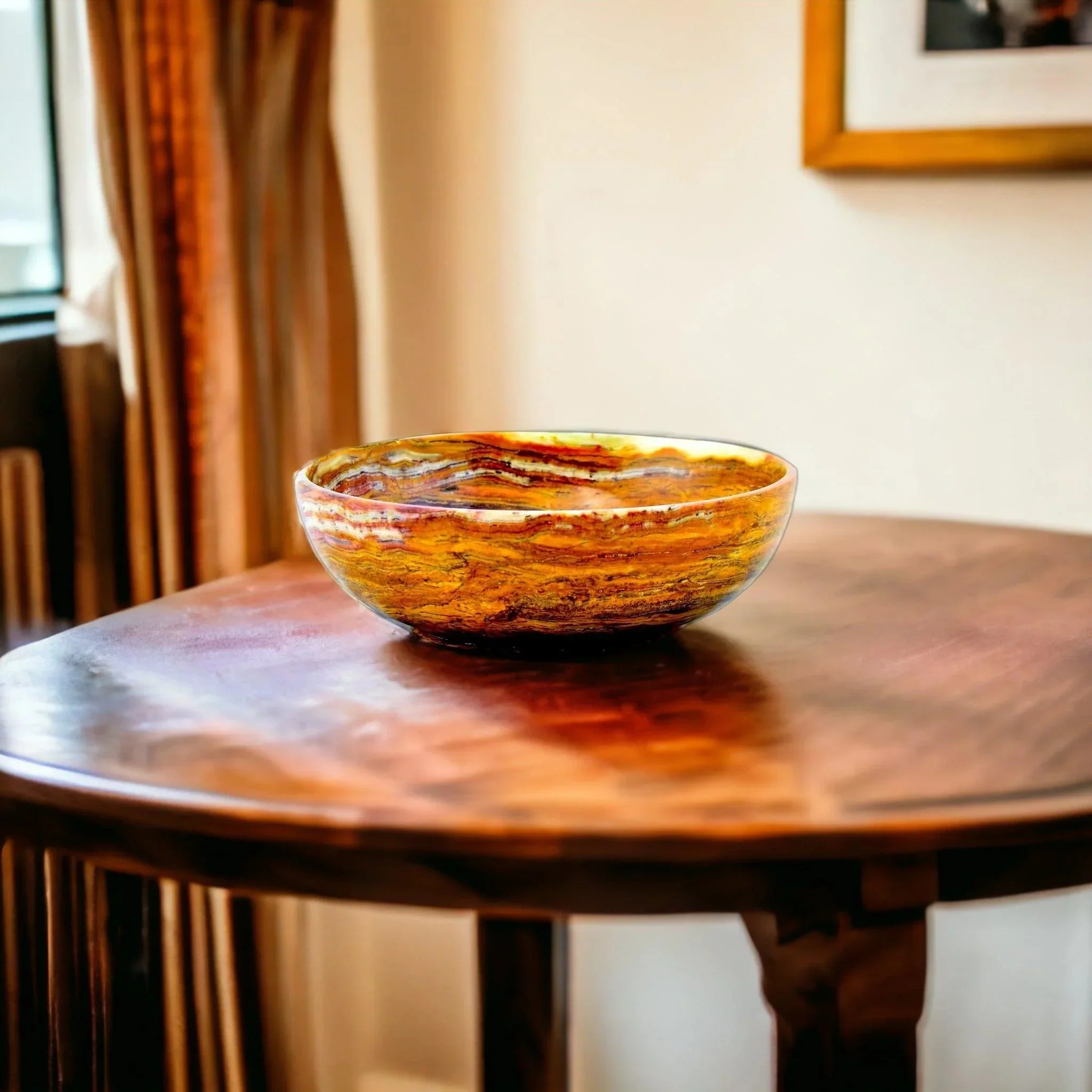 High-End Decorative Fruit Bowl Multi Brown Onyx 12 inch Genuine
