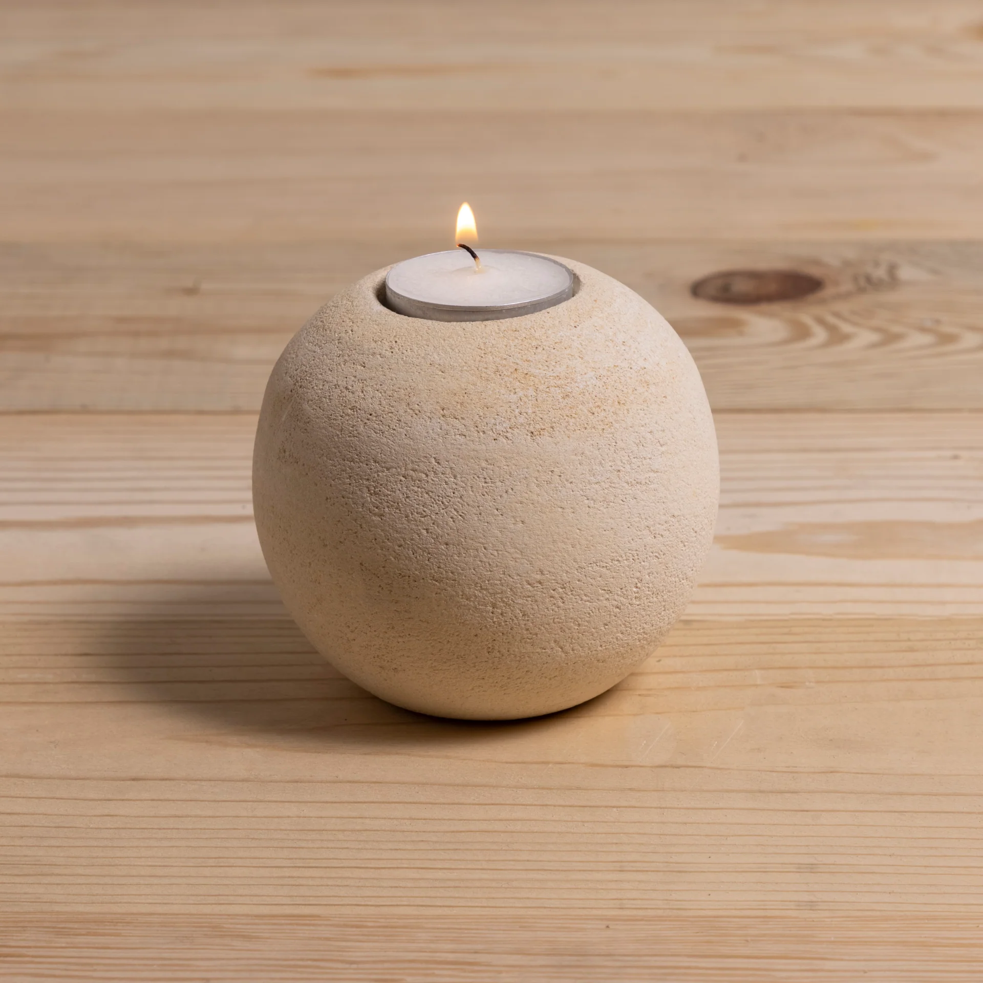 Elegant Round Sandstone Tea-light Holder Large Practical