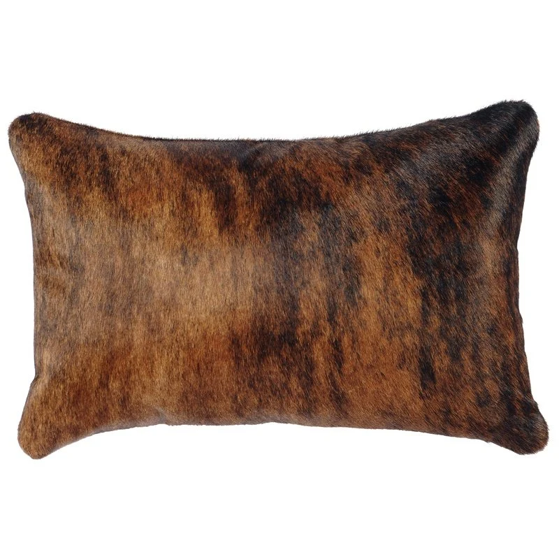 First-Class Dark Brindle Leather Pillow 12 quot x18 quot Organic