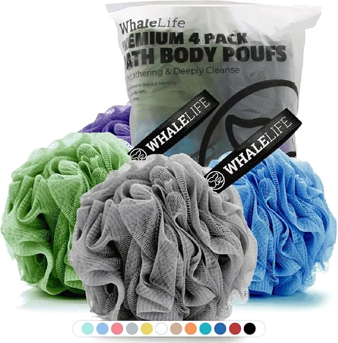 Recyclable Loofah Sponge Bath Sponge for Women Men 4 Pack Genuine