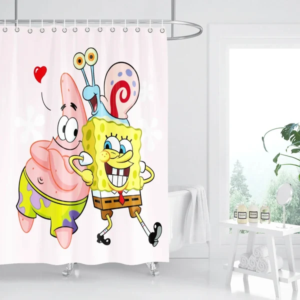 Refined Spongebob Shower Curtain Elegant