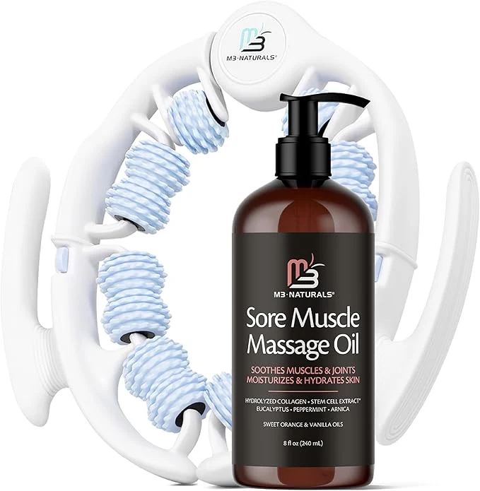 High-End Arnica Sore Muscle Massage Oil and Massager Kit Relaxing Post-Workout High-Quality