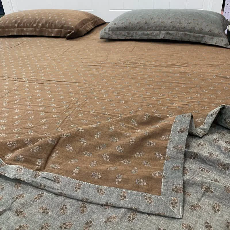 Functional Ownkoti Retro Floral Cotton Reversible Sheet Bedspread Breathable