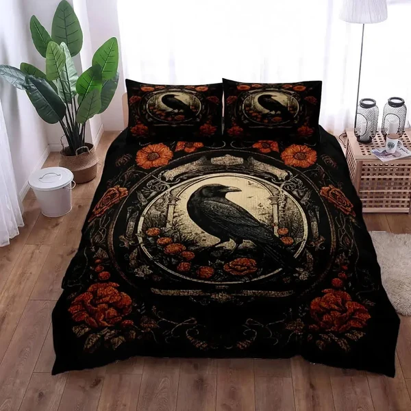 Traditional Gothic Raven Doona Cover Organic