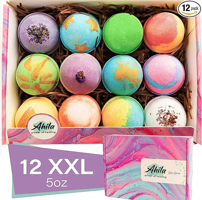 Advanced 12 XXL Bubbly Organic Bath Bombs Gift Set Practical