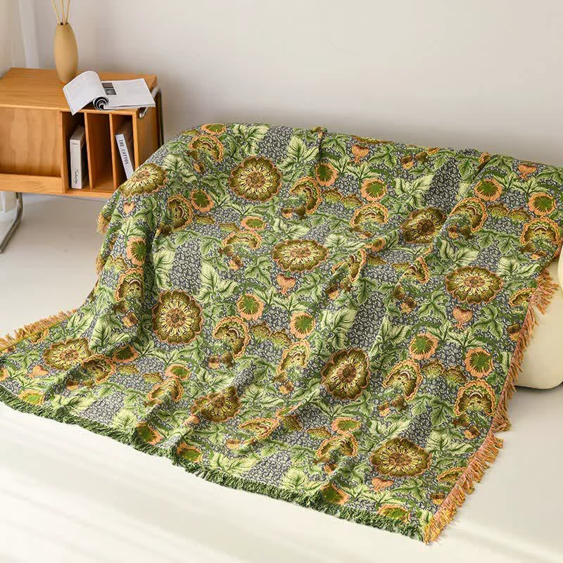 First-Class Ownkoti Garden-Inspired Floral Cotton Gauze Tassel Blanket Certified