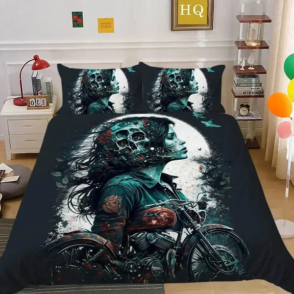 Eco-Friendly Gothic Skull Angle Duvet Cover Authentic