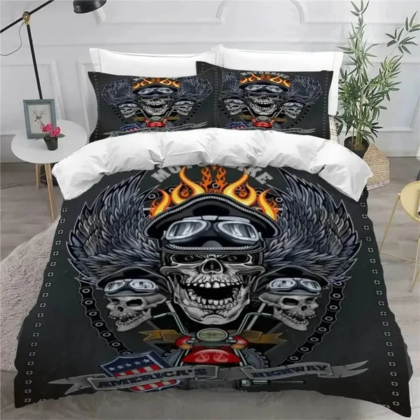 Organic Fire Skull Duvet Cover Fashionable