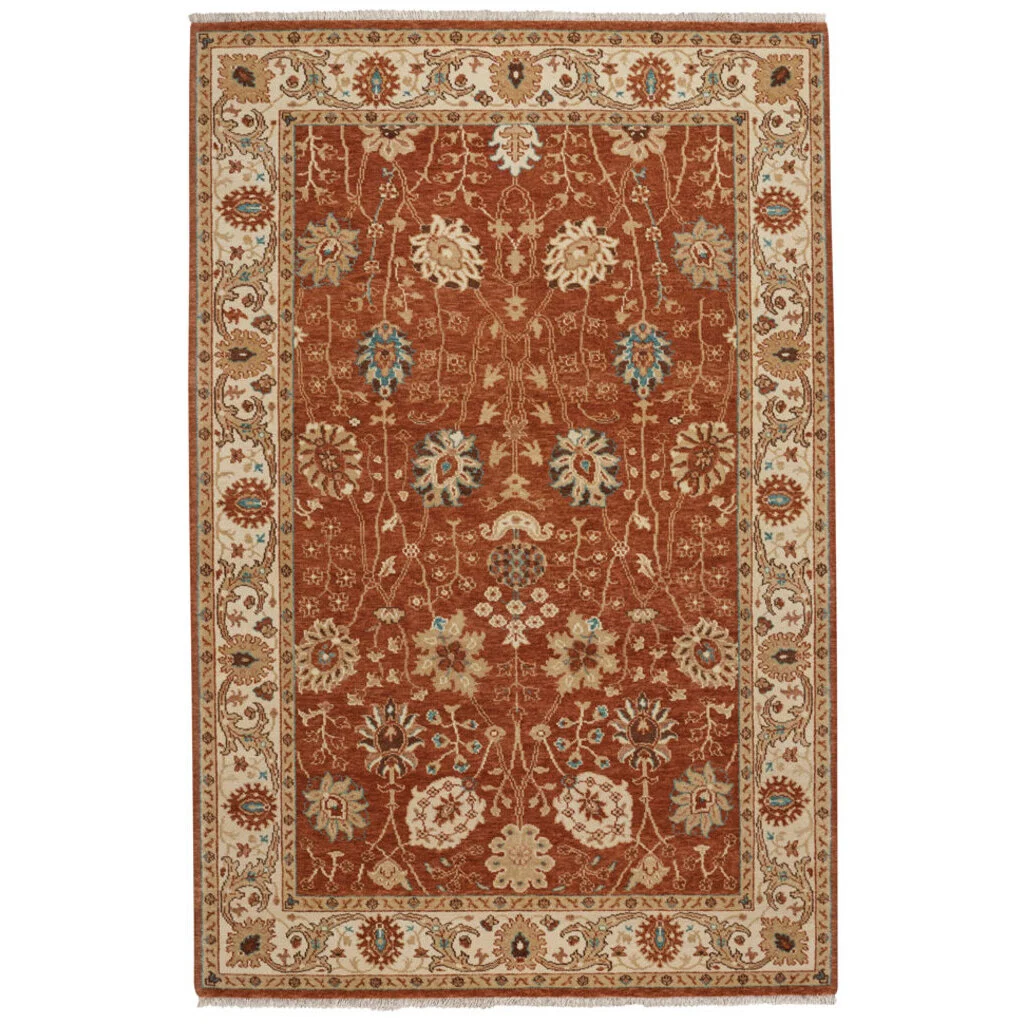 Refined Ashia Rust Ivory Rug Recyclable