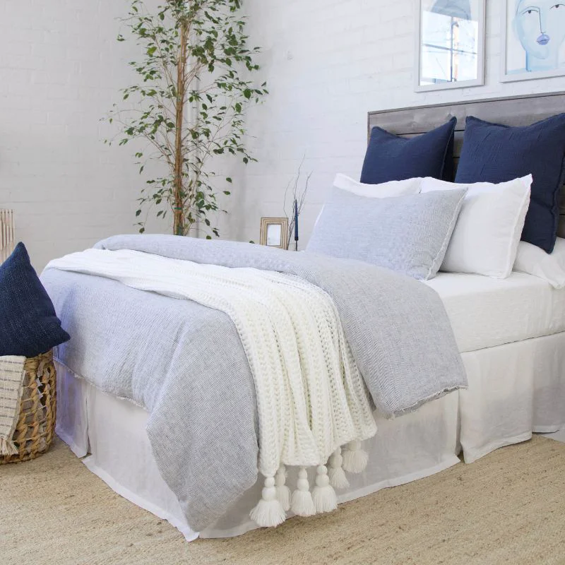 Elegant Logan Queen Duvet Navy Relaxed