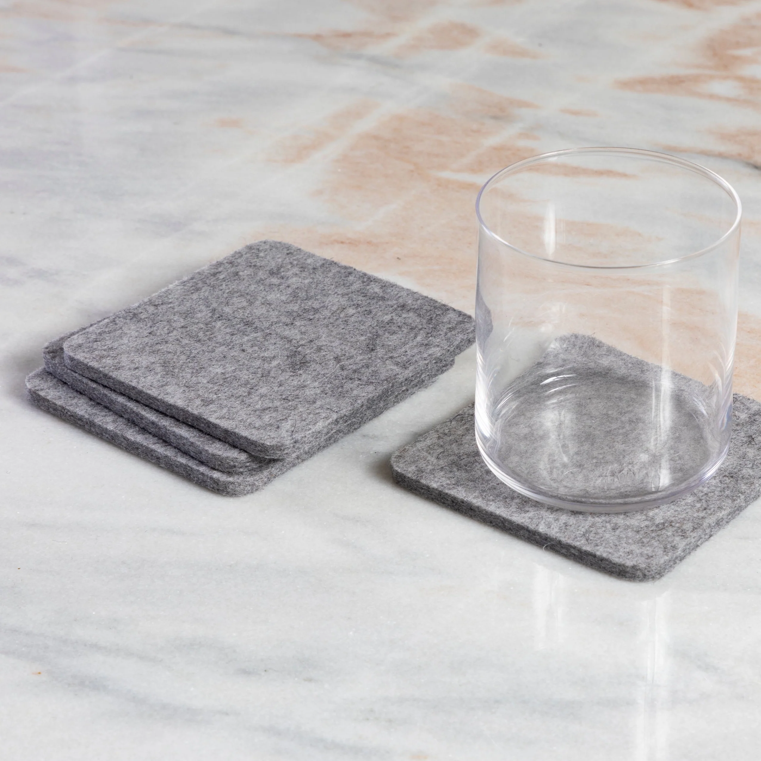 Functional Square Felt Coaster Set of 4 Granite Next-Generation