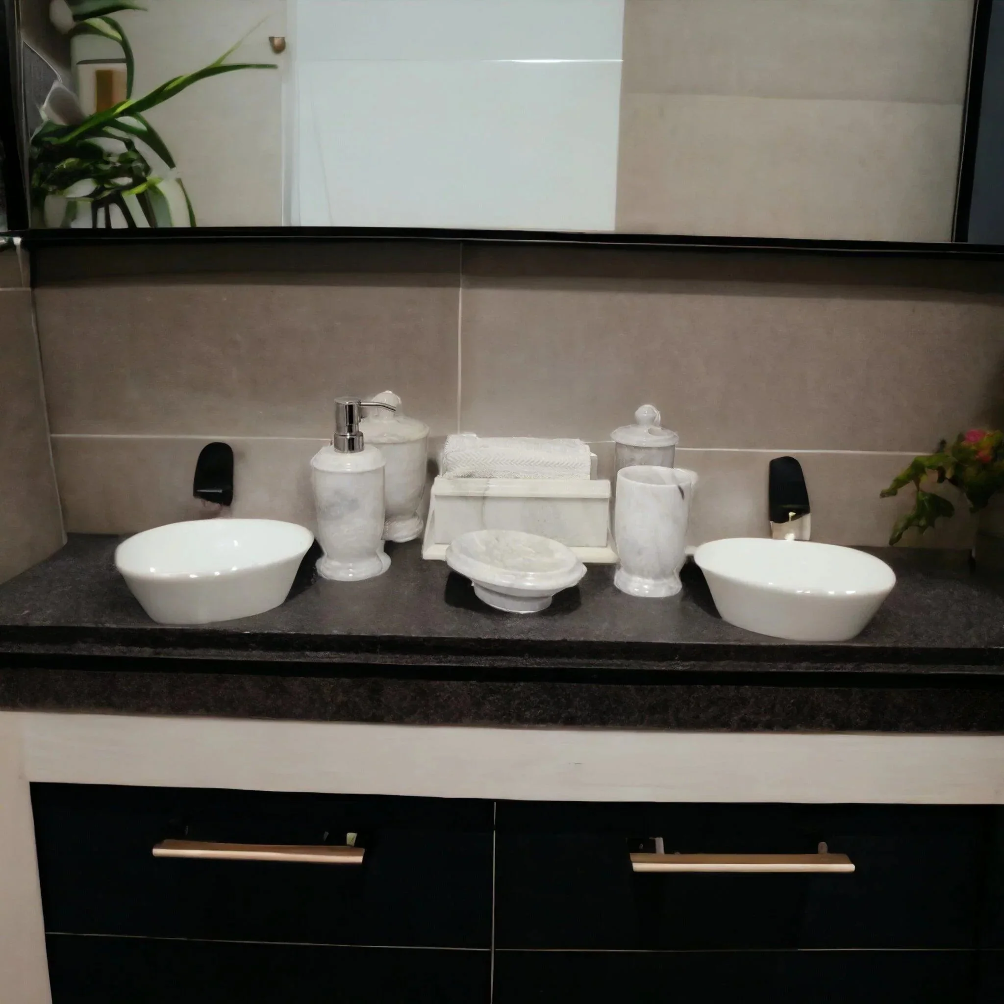Enhanced Bath Accessory Sets – White Marble Bathroom Healthy