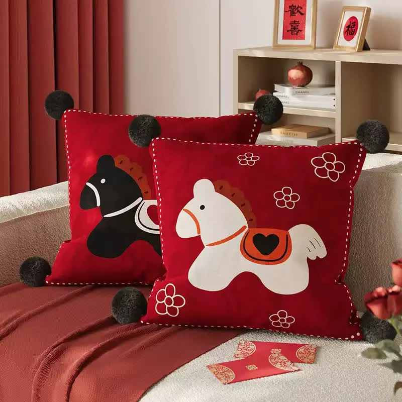 Environmentally Friendly Ownkoti Festive Pony Print Square Throw Pillow Cover Casual