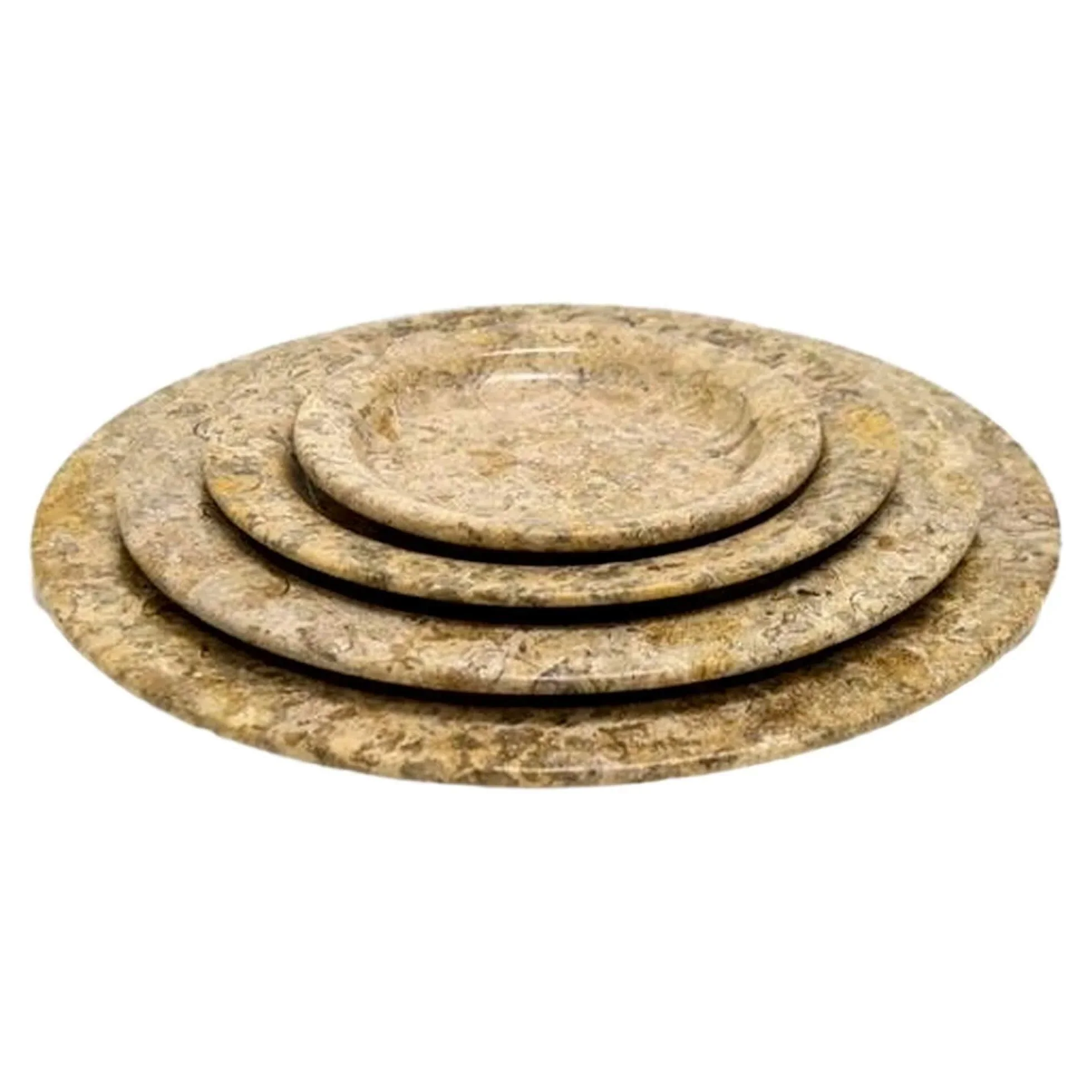 Next-Generation Fossil Stone Serving Plates Set of 4 Durable