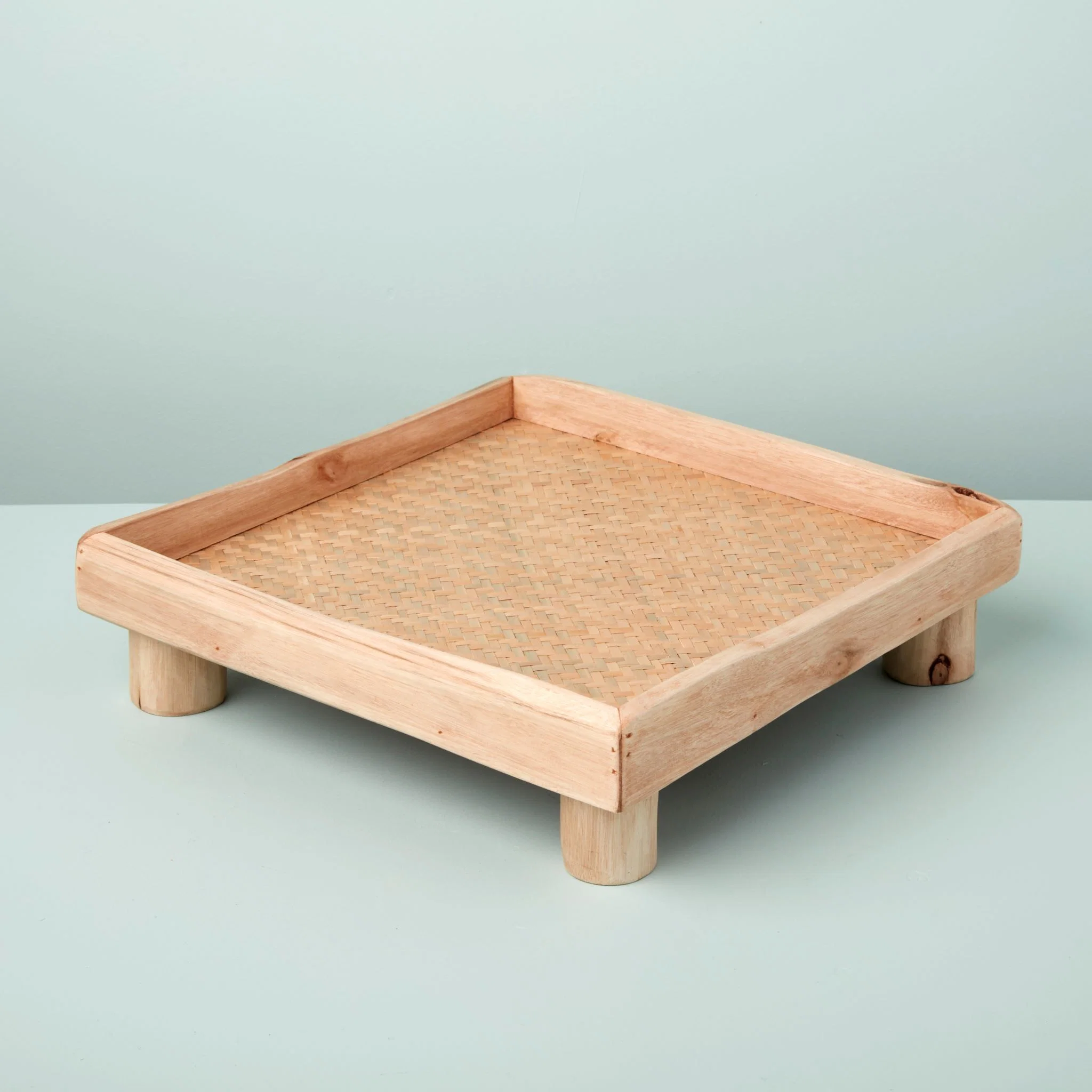 Fine Crafted Miramar Reclaimed Wood Square Footed Tray Medium Breathable