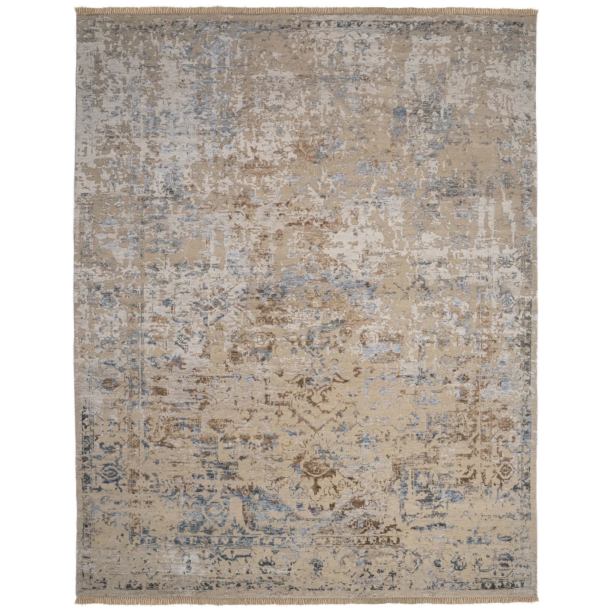Sustainable Carrara Beige Blue Rug Carefully Designed
